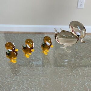Vintage German Elegant Glass Duck Figurine Set